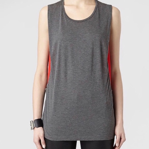 All Saints Tops - All Saints | Gray & Red Alvie Silk Open Side Tank